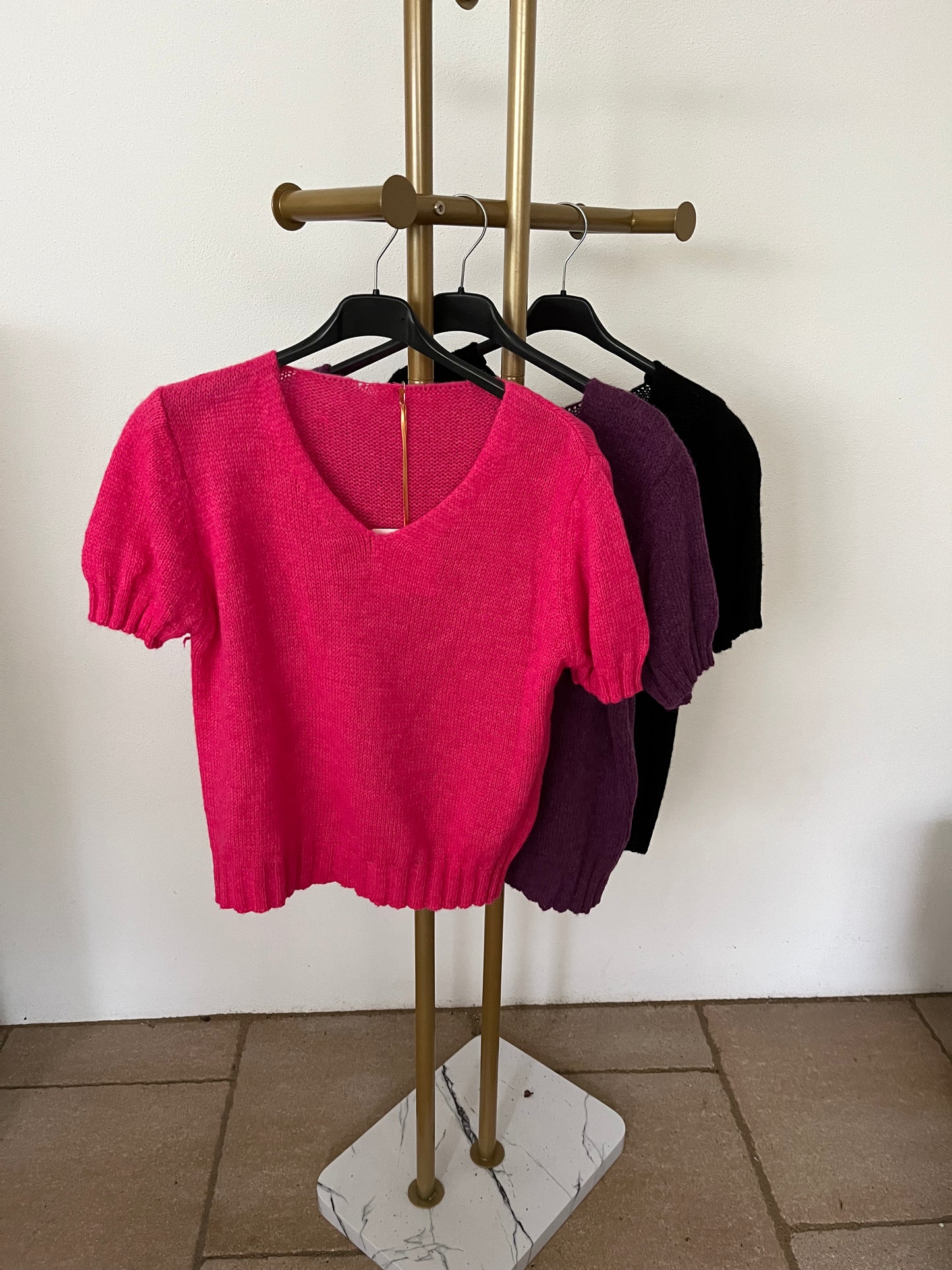 Kurzarm Flauschpulli