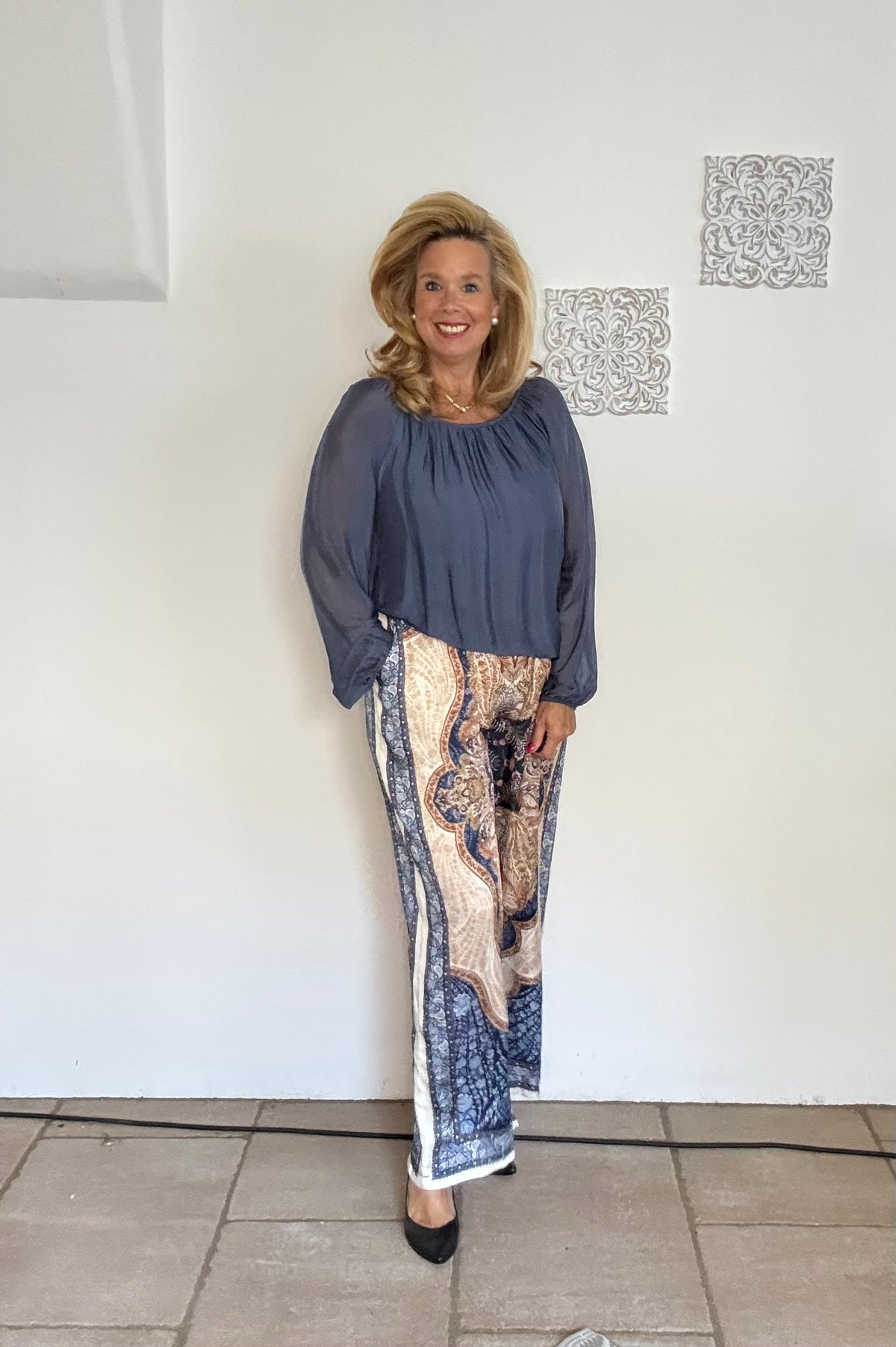 Hose Paisley in schönem Blau