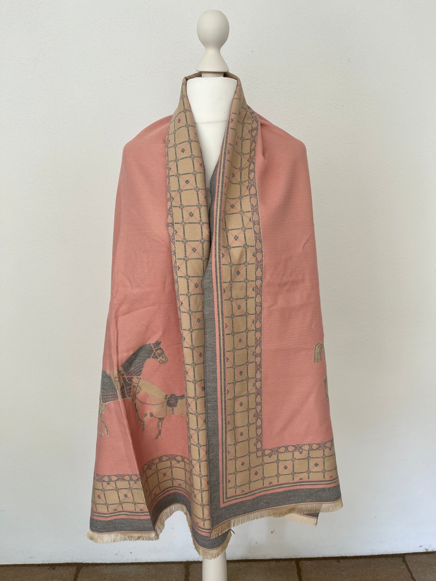 Schal rosa mit Pferden