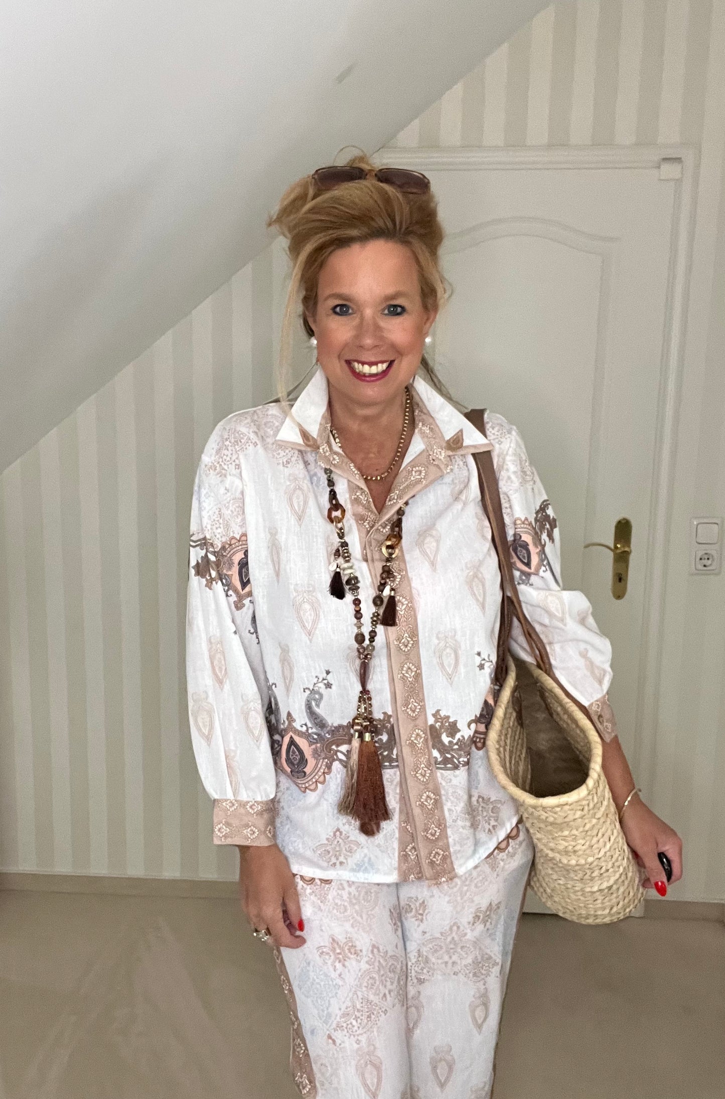 Bluse hellbraun/lachs