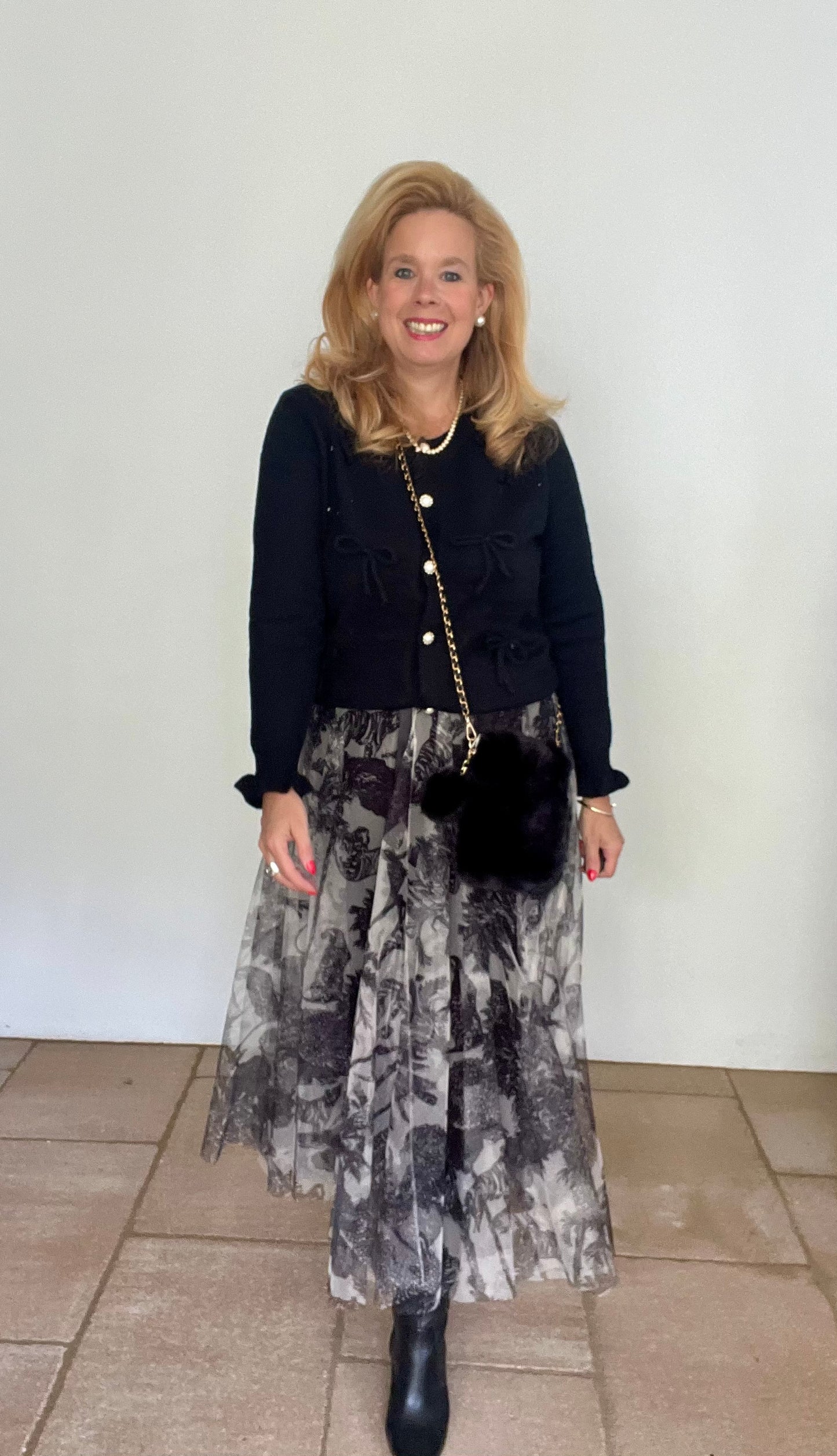 Strickjacke mit Schleifen in altrosé und grau