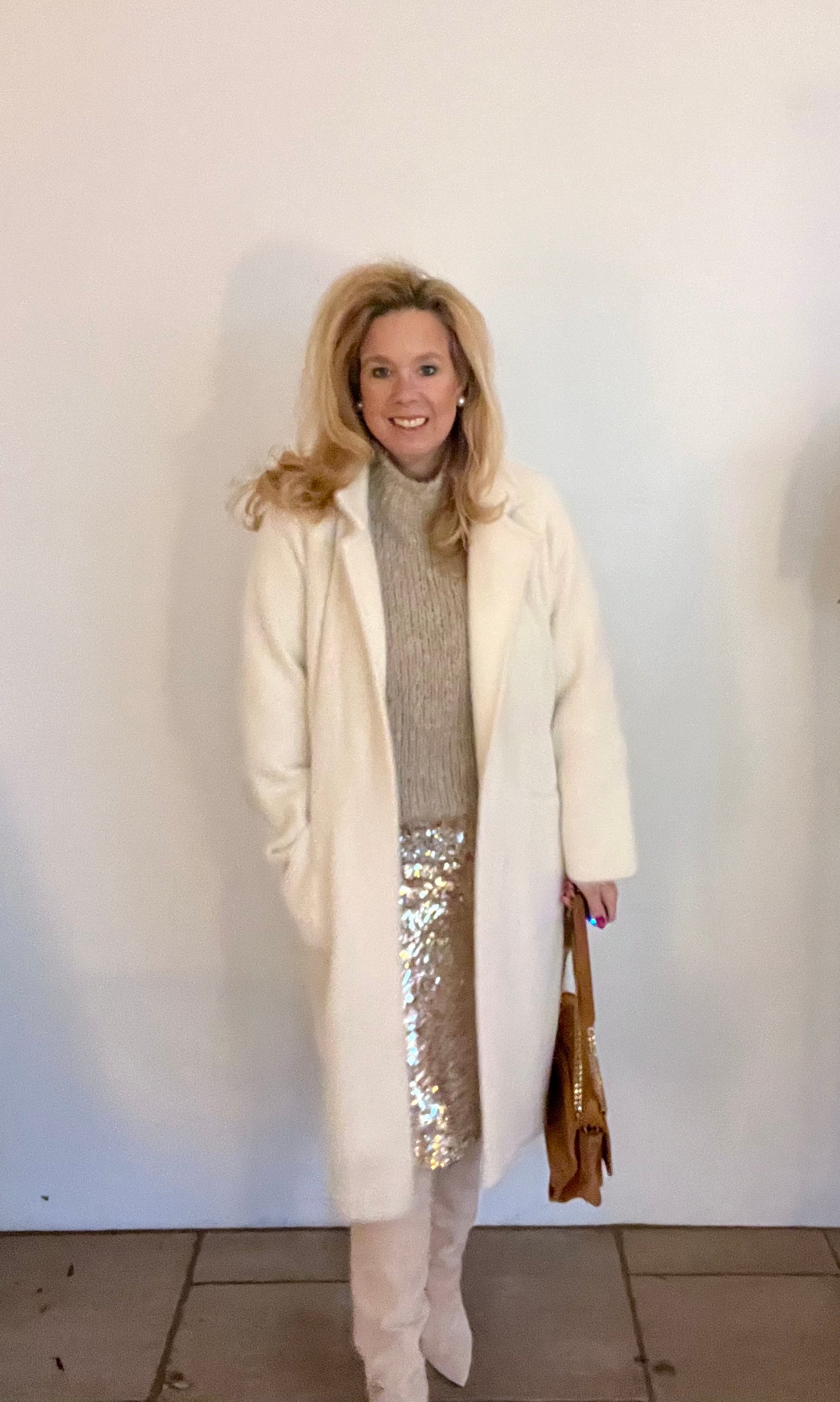 Flauschmantel Vivien in offwhite und schwarz