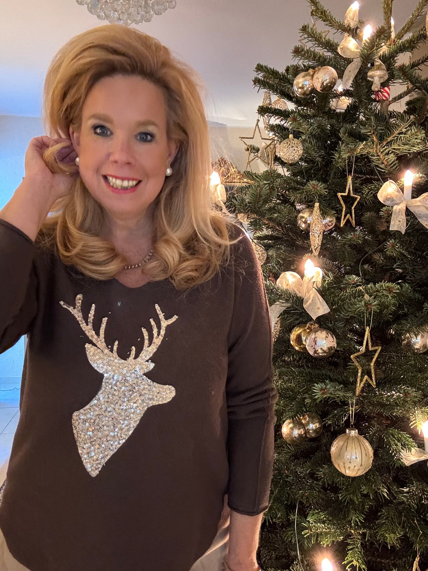 Weihnachtspulli Hirsch