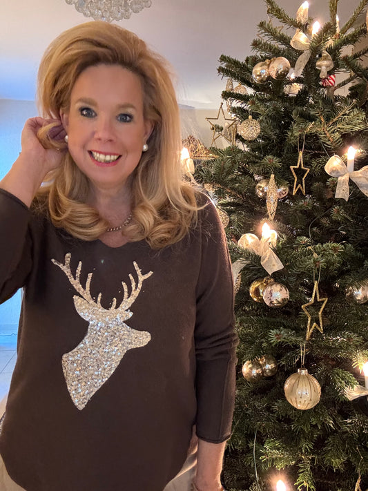 Weihnachtspulli Hirsch