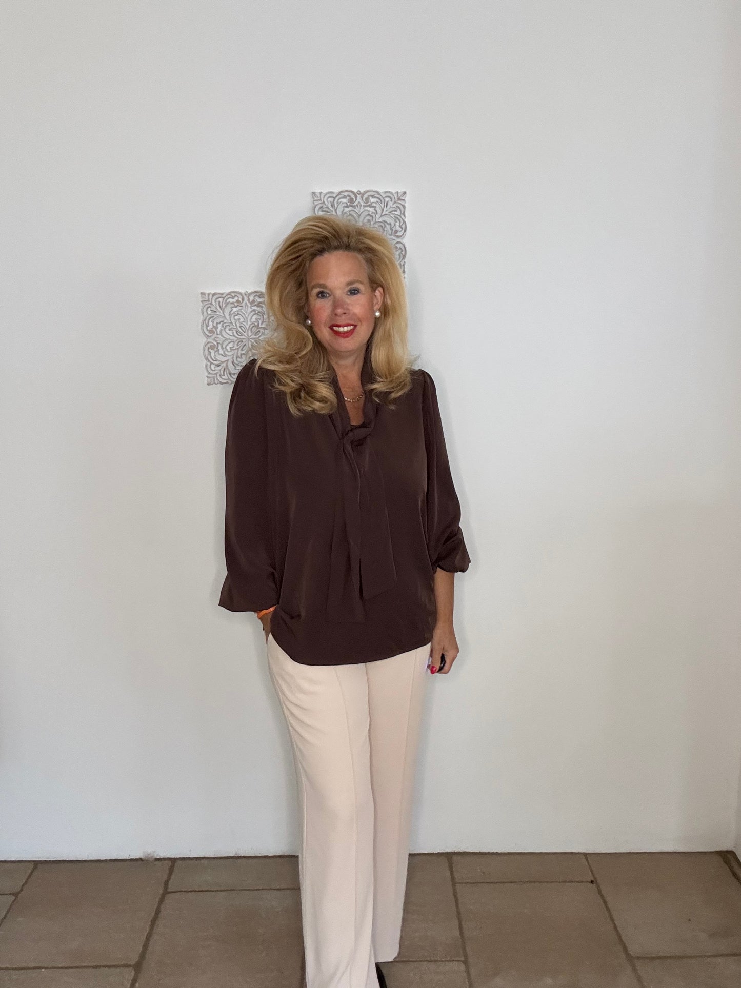 Bluse mit Schluppenkragen