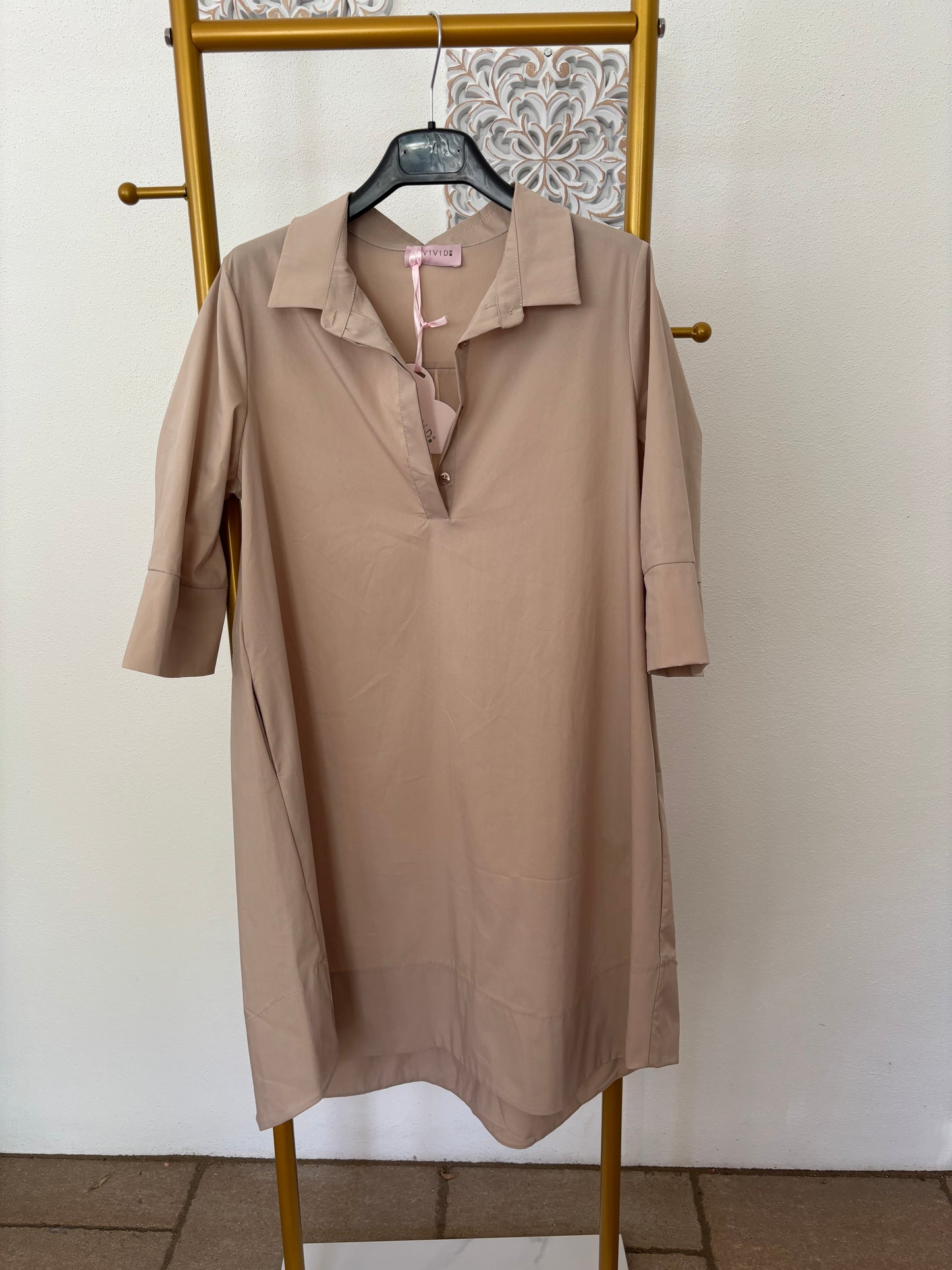 Popelinkleid hellbeige