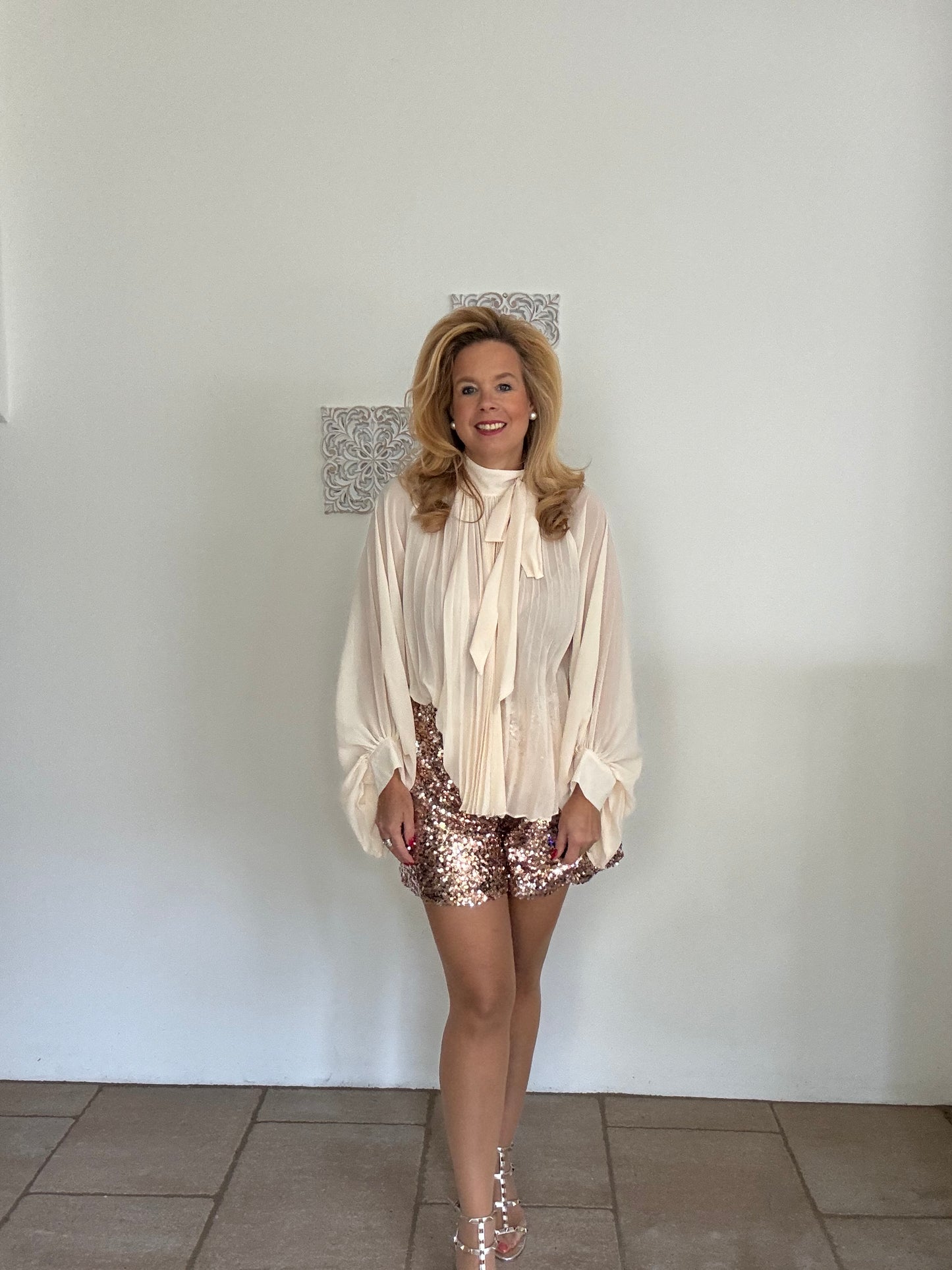 Plisseebluse mit Schleife