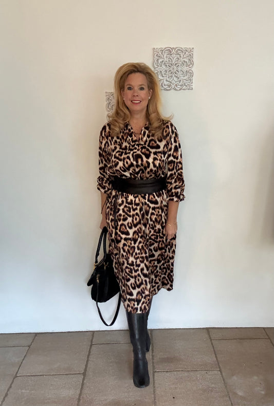 Hemdblusenkleid im Leolook