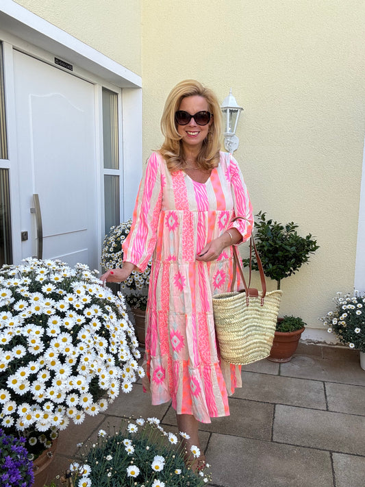 Sommerkleid pink beige
