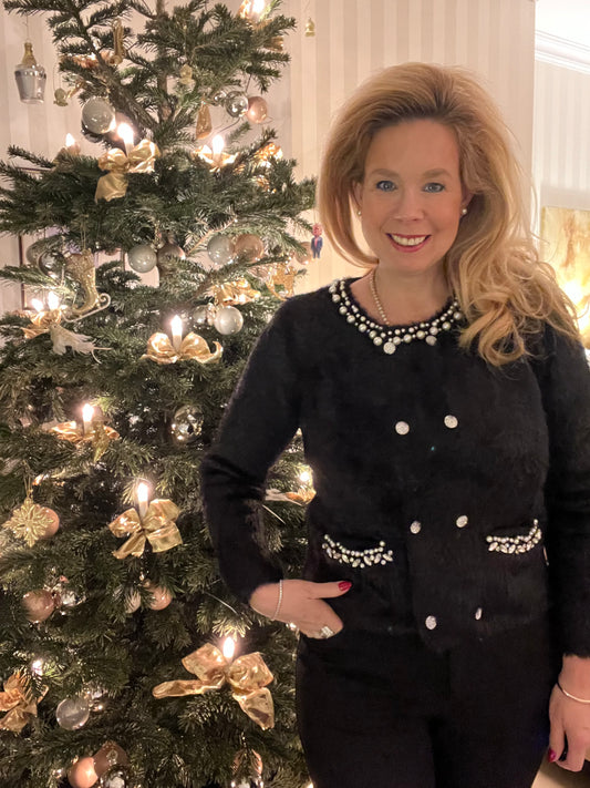 Doppelreihige Fellstrickjacke