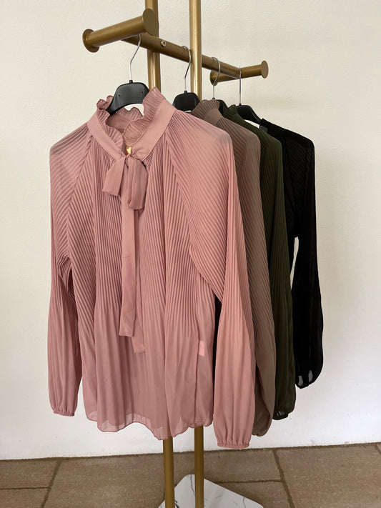 Plisseebluse Uni in vier Farben