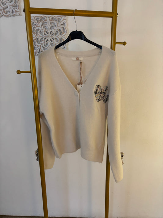 Strickjacke mit Tweedschleifen