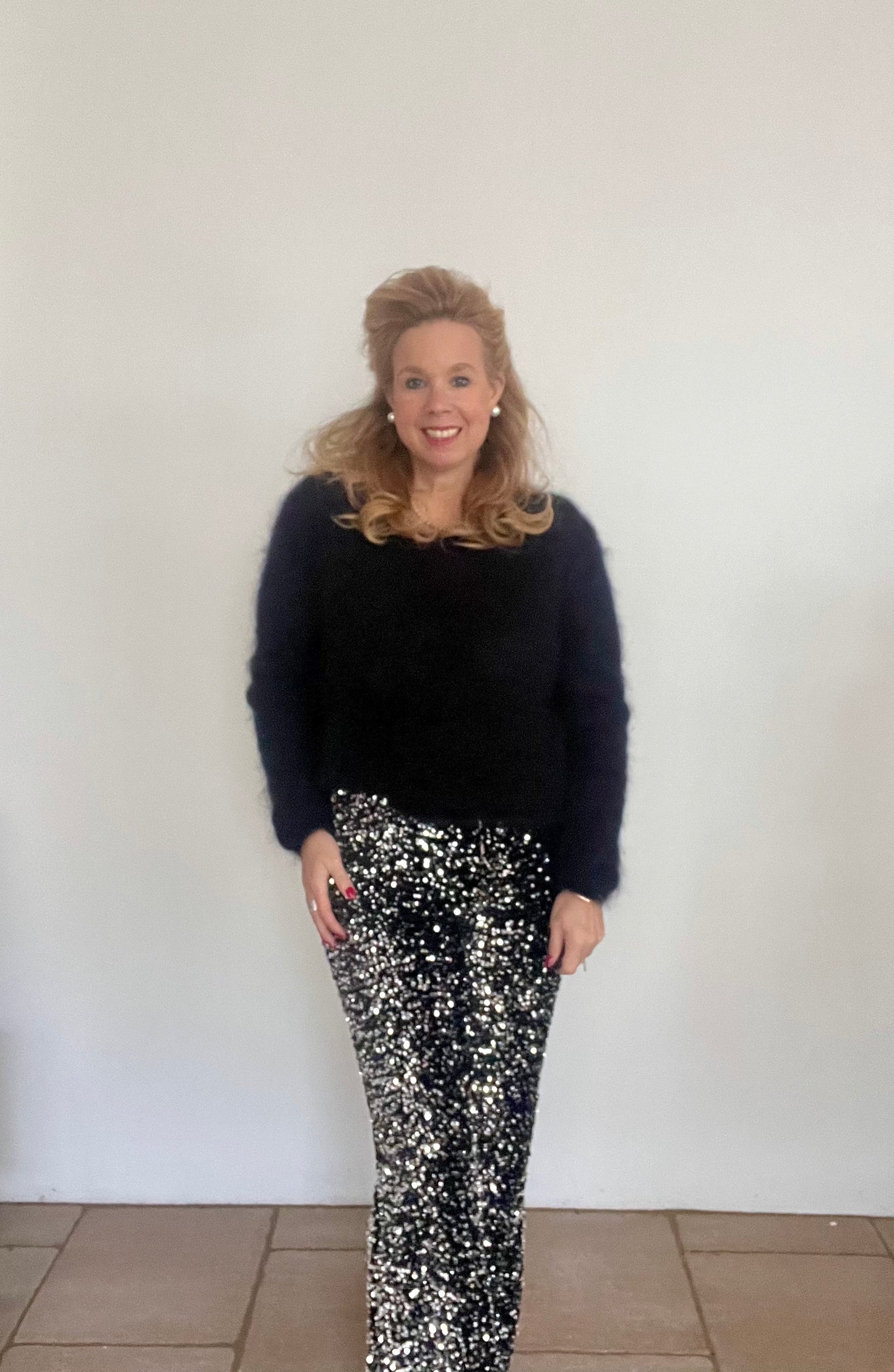 Mohairpullover in schwarz und anthrazit