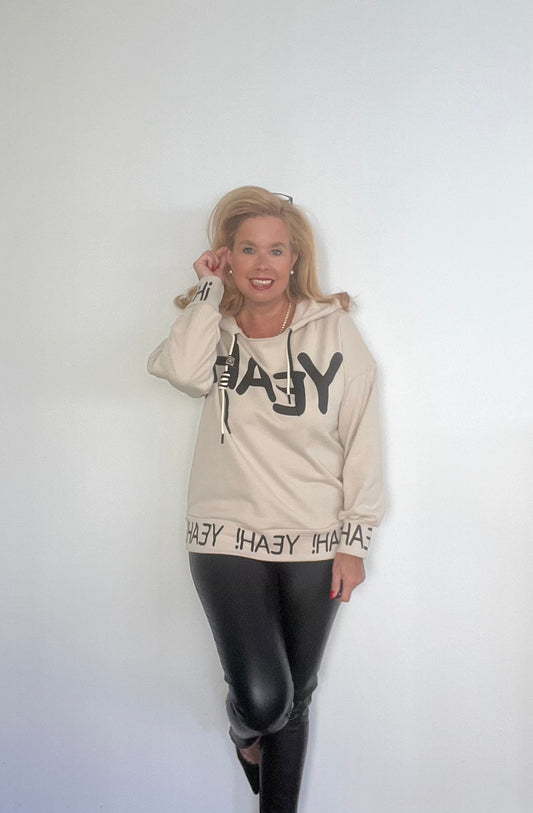 Sweater Yeah in beige und schwarz