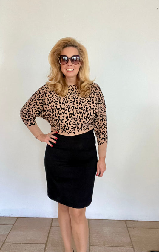 Kurzpullover Leo in schwarz und Camel